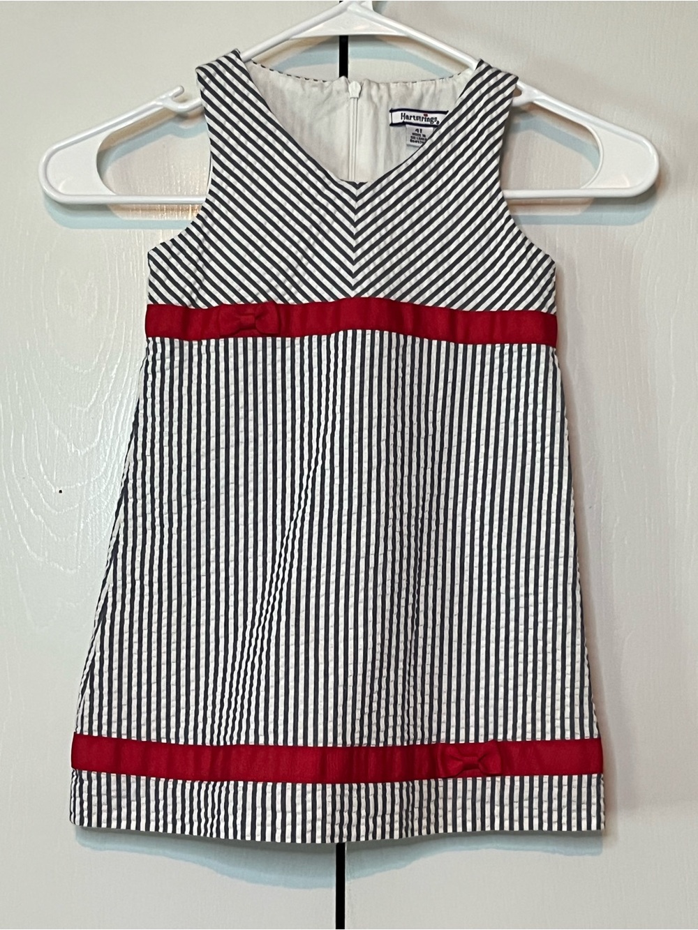 Hartstrings Vintage 4T Girl’s Red White & Blue Pinstriped 250th Anniversary EUC